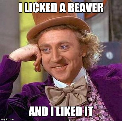 Creepy Condescending Wonka Meme | I LICKED A BEAVER AND I LIKED IT | image tagged in memes,creepy condescending wonka | made w/ Imgflip meme maker