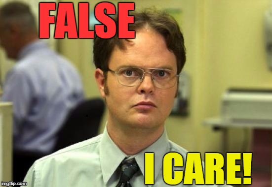 dwight | FALSE I CARE! | image tagged in dwight | made w/ Imgflip meme maker