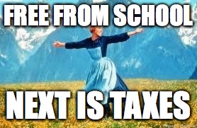 Look At All These Meme | FREE FROM SCHOOL; NEXT IS TAXES | image tagged in memes,look at all these | made w/ Imgflip meme maker