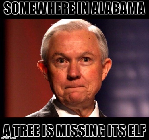 Jeff Sessions | SOMEWHERE IN ALABAMA; A TREE IS MISSING ITS ELF | image tagged in jeff sessions | made w/ Imgflip meme maker