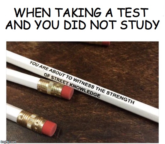 Sharpen Your Skills | WHEN TAKING A TEST AND YOU DID NOT STUDY | image tagged in pencil,test | made w/ Imgflip meme maker