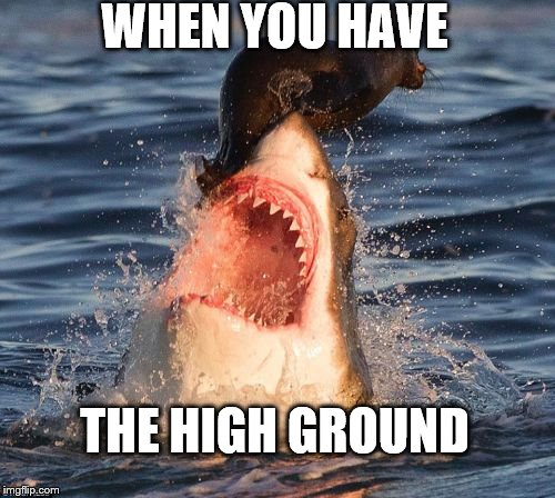 Travelonshark | WHEN YOU HAVE; THE HIGH GROUND | image tagged in memes,travelonshark | made w/ Imgflip meme maker