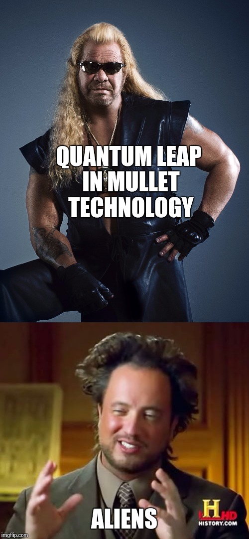 Mystery solved | QUANTUM LEAP IN MULLET TECHNOLOGY; ALIENS | image tagged in ancient aliens,dog,funny meme | made w/ Imgflip meme maker