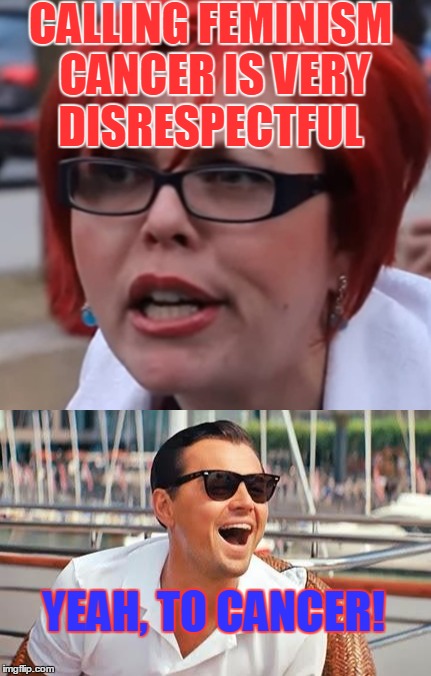 CALLING FEMINISM CANCER IS VERY DISRESPECTFUL YEAH, TO CANCER! | made w/ Imgflip meme maker