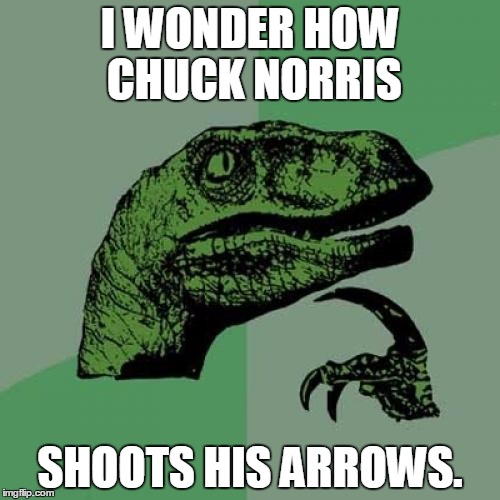 Archery Week Day 2 | I WONDER HOW CHUCK NORRIS; SHOOTS HIS ARROWS. | image tagged in memes,philosoraptor | made w/ Imgflip meme maker