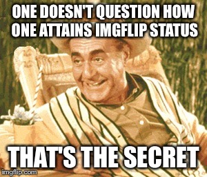 ONE DOESN'T QUESTION HOW ONE ATTAINS IMGFLIP STATUS THAT'S THE SECRET | made w/ Imgflip meme maker