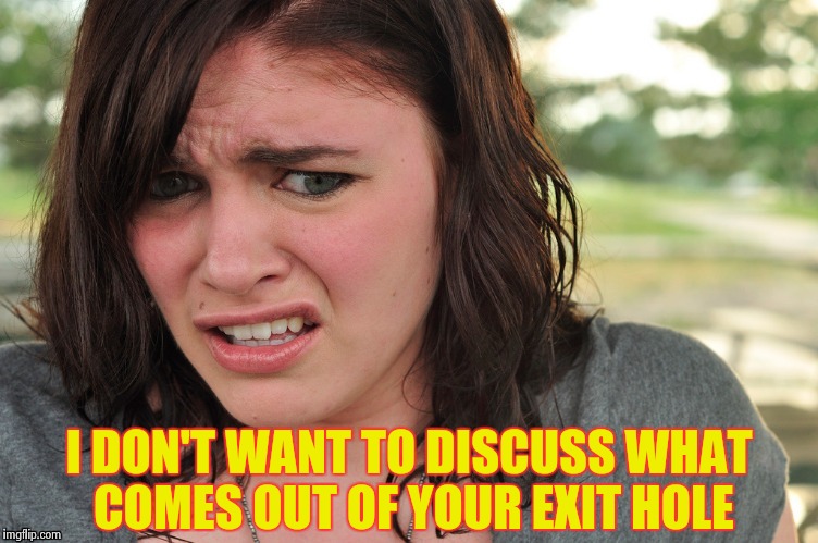 That's disgusting | I DON'T WANT TO DISCUSS WHAT COMES OUT OF YOUR EXIT HOLE | image tagged in that's disgusting | made w/ Imgflip meme maker