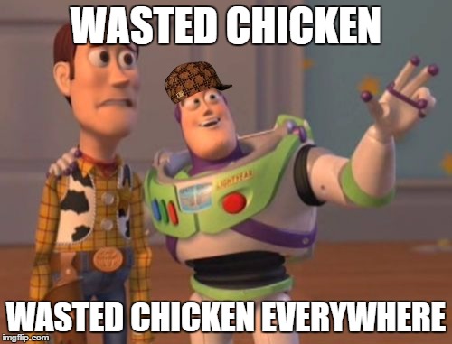 X, X Everywhere Meme | WASTED CHICKEN; WASTED CHICKEN EVERYWHERE | image tagged in memes,x x everywhere,scumbag | made w/ Imgflip meme maker