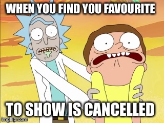 Rick And Morty | WHEN YOU FIND YOU FAVOURITE; TO SHOW IS CANCELLED | image tagged in rick and morty | made w/ Imgflip meme maker