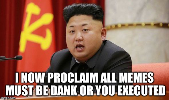 Kim Jong Un | I NOW PROCLAIM ALL MEMES MUST BE DANK OR YOU EXECUTED | image tagged in kim jong un | made w/ Imgflip meme maker