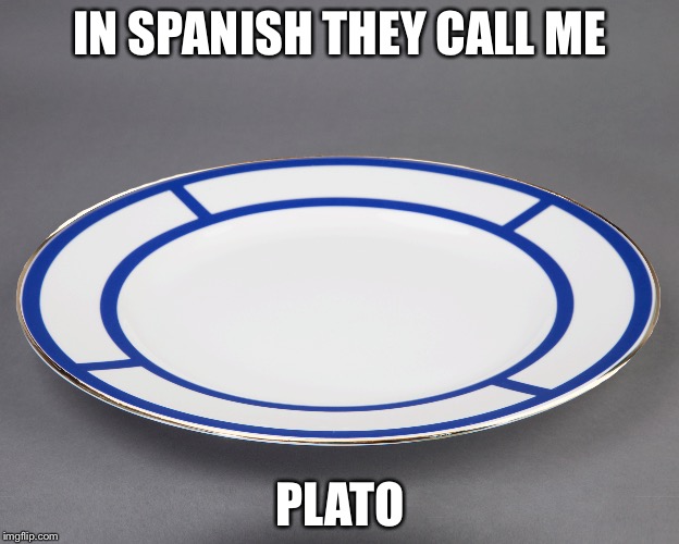 Plato is Plate in Spanish! (Philosopher Week) NemoNeem1221 Event | IN SPANISH THEY CALL ME; PLATO | image tagged in memes,funny,spanish,current events,philosopher,plato | made w/ Imgflip meme maker