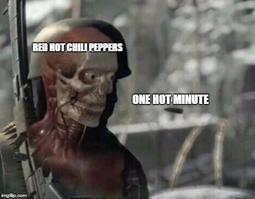 One Hot Minute | RED HOT CHILI PEPPERS; ONE HOT MINUTE | image tagged in memes,music,red hot chili peppers,rock,one hot minute | made w/ Imgflip meme maker