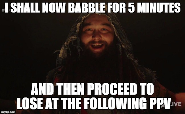 I SHALL NOW BABBLE FOR 5 MINUTES; AND THEN PROCEED TO LOSE AT THE FOLLOWING PPV | image tagged in wwe | made w/ Imgflip meme maker