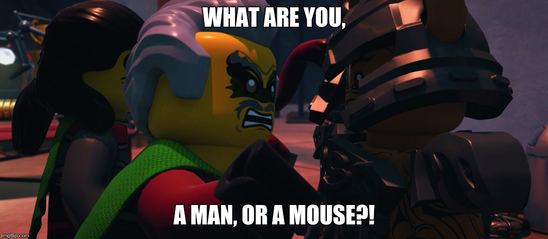 ninjago Krux and Blunk | WHAT ARE YOU, A MAN, OR A MOUSE?! | image tagged in ninjago krux and blunk | made w/ Imgflip meme maker