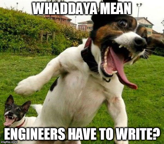 Angry Dogs | WHADDAYA MEAN; ENGINEERS HAVE TO WRITE? | image tagged in angry dogs | made w/ Imgflip meme maker