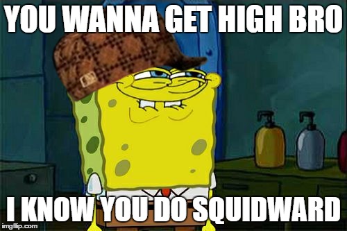 Don't You Squidward | YOU WANNA GET HIGH BRO; I KNOW YOU DO SQUIDWARD | image tagged in memes,dont you squidward,scumbag | made w/ Imgflip meme maker