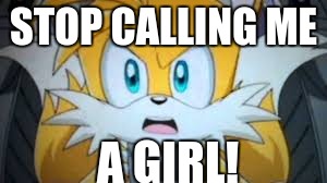 Tails is not a girl! | STOP CALLING ME; A GIRL! | image tagged in fox,not a girl,sonic the hedgehog,miles tails prower,miles prower,tails | made w/ Imgflip meme maker