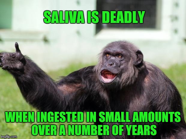 We've all got to go sometime | SALIVA IS DEADLY WHEN INGESTED IN SMALL AMOUNTS OVER A NUMBER OF YEARS | image tagged in gorilla your dreams,death | made w/ Imgflip meme maker