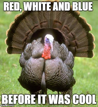 Turkey |  RED, WHITE AND BLUE; BEFORE IT WAS COOL | image tagged in memes,turkey,american flag,red white  blue,before it was cool | made w/ Imgflip meme maker