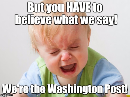 But you HAVE to believe what we say! We're the Washington Post! | image tagged in tantrum | made w/ Imgflip meme maker