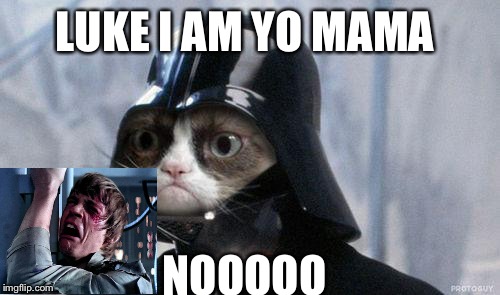 Grumpy Cat Star Wars | LUKE I AM YO MAMA; NOOOOO | image tagged in memes,grumpy cat star wars,grumpy cat | made w/ Imgflip meme maker