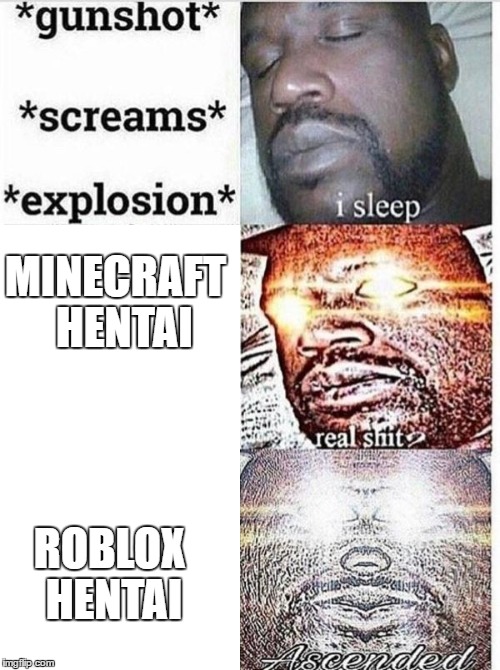 Then Hentai gets intense | MINECRAFT 
HENTAI; ROBLOX HENTAI | image tagged in minecraft,roblox,gunshot/screams/explosion,ascended | made w/ Imgflip meme maker