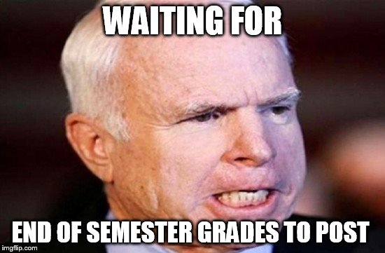 Grades | WAITING FOR; END OF SEMESTER GRADES TO POST | image tagged in memes,funny memes,grades,college,meme | made w/ Imgflip meme maker