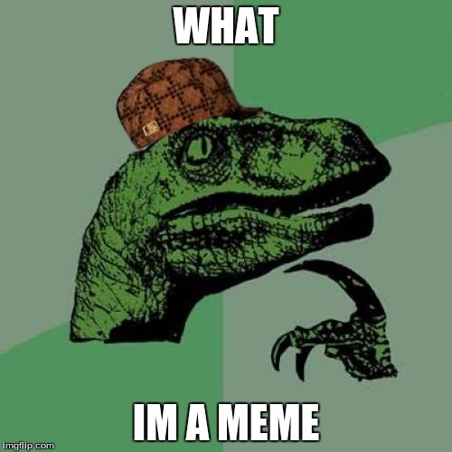 Philosoraptor | WHAT; IM A MEME | image tagged in memes,philosoraptor,scumbag | made w/ Imgflip meme maker