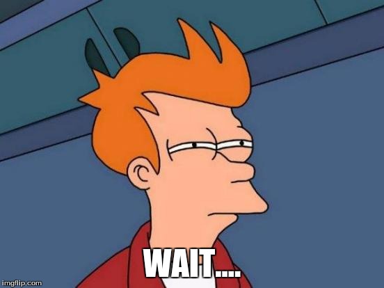 Futurama Fry Meme | WAIT.... | image tagged in memes,futurama fry | made w/ Imgflip meme maker
