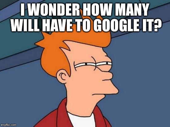 Futurama Fry Meme | I WONDER HOW MANY WILL HAVE TO GOOGLE IT? | image tagged in memes,futurama fry | made w/ Imgflip meme maker