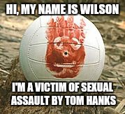 Castaway | HI, MY NAME IS WILSON; I'M A VICTIM OF SEXUAL ASSAULT BY TOM HANKS | image tagged in memes | made w/ Imgflip meme maker