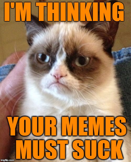 Grumpy Cat Meme | I'M THINKING YOUR MEMES MUST SUCK | image tagged in memes,grumpy cat | made w/ Imgflip meme maker