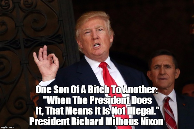 One Son Of A B**ch To Another: "When The President Does It, That Means It Is Not Illegal." President Richard Milhous Nixon | made w/ Imgflip meme maker