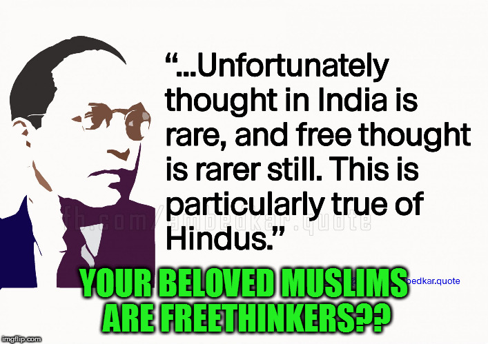 YOUR BELOVED MUSLIMS ARE FREETHINKERS?? | image tagged in kedar joshi,ambedkar,hindu,hinduism,india,muslims | made w/ Imgflip meme maker