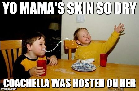 Yo Mama Day 2 | YO MAMA'S SKIN SO DRY; COACHELLA WAS HOSTED ON HER | image tagged in memes,yo mamas so fat | made w/ Imgflip meme maker