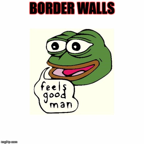 Pepe feels good about border walls | BORDER WALLS | image tagged in feels good man | made w/ Imgflip meme maker
