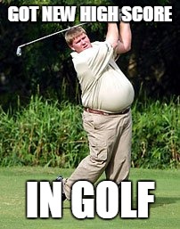 Failing Felix golfing | GOT NEW HIGH SCORE; IN GOLF | image tagged in raydog,golf,memes | made w/ Imgflip meme maker