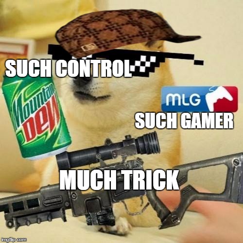 mlg doge | SUCH CONTROL; SUCH GAMER; MUCH TRICK | image tagged in mlg doge,scumbag | made w/ Imgflip meme maker