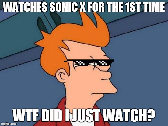 Futurama Fry Meme | WATCHES SONIC X FOR THE 1ST TIME; WTF DID I JUST WATCH? | image tagged in memes,futurama fry | made w/ Imgflip meme maker