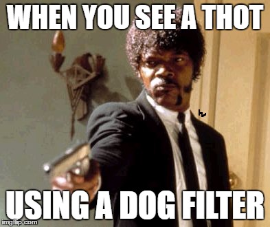 Say That Again I Dare You | WHEN YOU SEE A THOT; USING A DOG FILTER | image tagged in memes,say that again i dare you | made w/ Imgflip meme maker