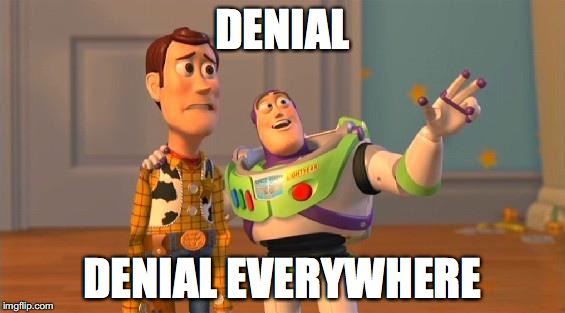 TOYSTORY EVERYWHERE |  DENIAL; DENIAL EVERYWHERE | image tagged in toystory everywhere | made w/ Imgflip meme maker