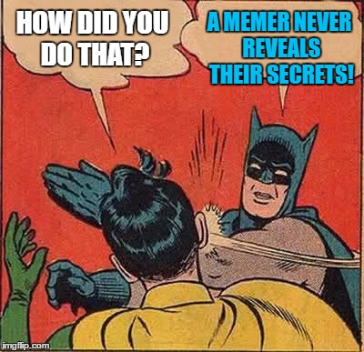Batman Slapping Robin Meme | HOW DID YOU DO THAT? A MEMER NEVER REVEALS THEIR SECRETS! | image tagged in memes,batman slapping robin | made w/ Imgflip meme maker