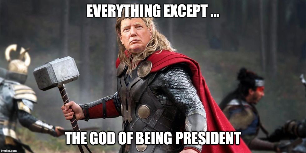 Norse God Trumpor! | EVERYTHING EXCEPT ... THE GOD OF BEING PRESIDENT | image tagged in norse god trumpor | made w/ Imgflip meme maker