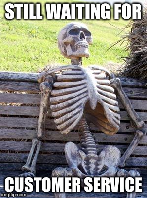 I was at the DMV yesterday for 3 hours waiting to get a light changed. I made this in memory of those 3 hours. | STILL WAITING FOR; CUSTOMER SERVICE | image tagged in memes,waiting skeleton,customer service,still waiting | made w/ Imgflip meme maker