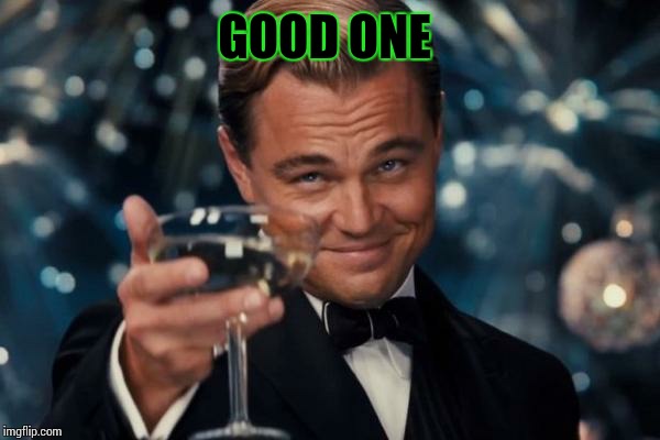 Leonardo Dicaprio Cheers Meme | GOOD ONE | image tagged in memes,leonardo dicaprio cheers | made w/ Imgflip meme maker