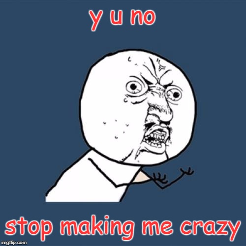 Life in a Nutshell | y u no; stop making me crazy | image tagged in memes,y u no,crazy,funny,life | made w/ Imgflip meme maker