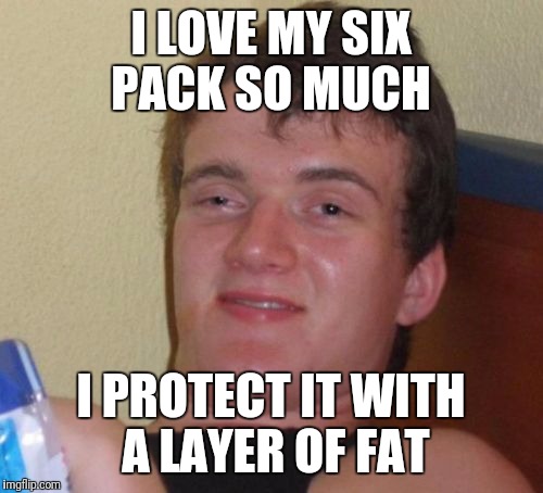 I Worked Hard For This | I LOVE MY SIX PACK SO MUCH; I PROTECT IT WITH A LAYER OF FAT | image tagged in memes,10 guy,funny | made w/ Imgflip meme maker