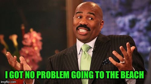 Steve Harvey Meme | I GOT NO PROBLEM GOING TO THE BEACH | image tagged in memes,steve harvey | made w/ Imgflip meme maker