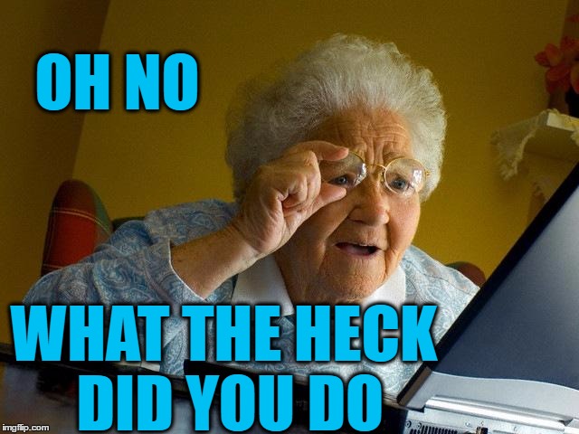 Grandma Finds The Internet Meme | OH NO WHAT THE HECK DID YOU DO | image tagged in memes,grandma finds the internet | made w/ Imgflip meme maker