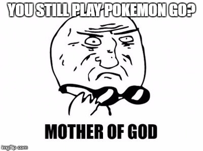 Mother Of God | YOU STILL PLAY POKEMON GO? | image tagged in memes,mother of god | made w/ Imgflip meme maker